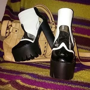 Black & white platform boots!! A little goth :)